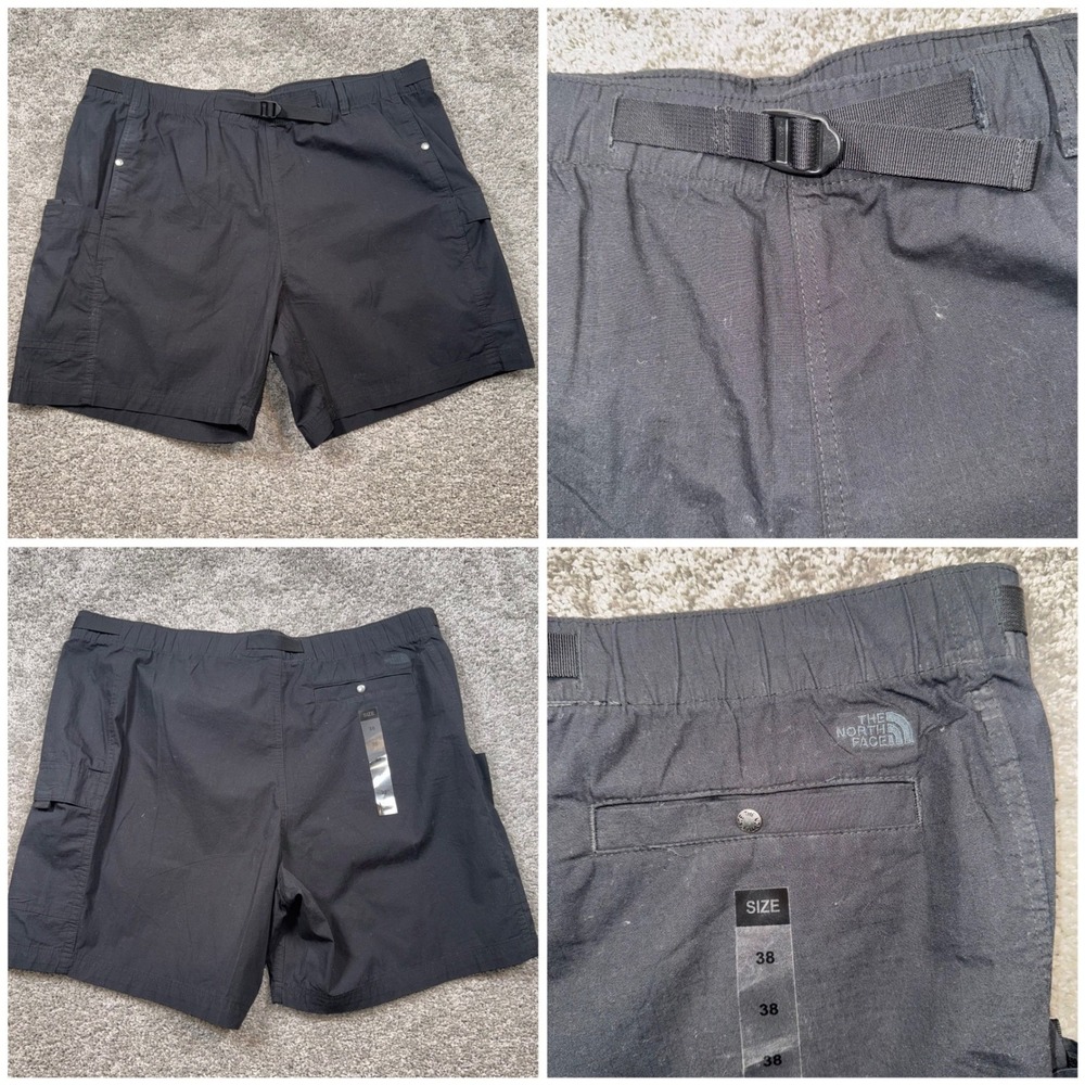 The North Face Belted Cargo Shorts Mens Stretch Black 38 NEW